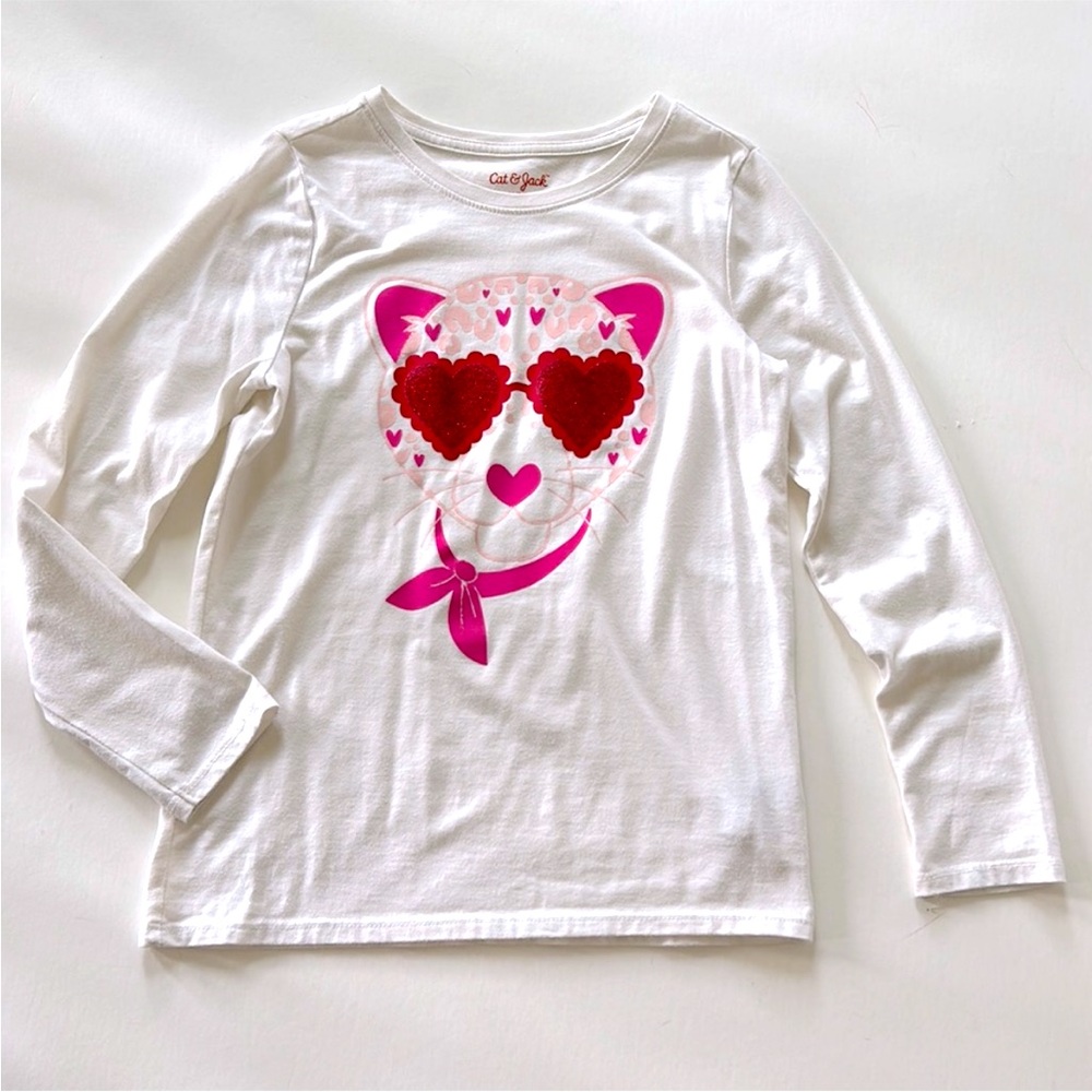 Girls Cat & Jack Valentine Cat Long Sleeve Tee